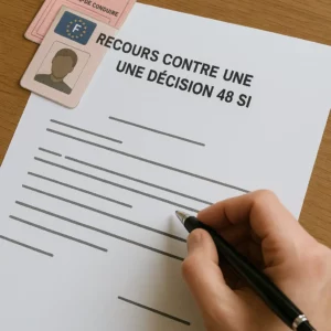 courrier et main tenant un stylo