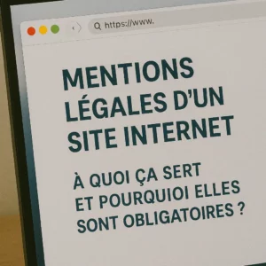 écran d'ordinateur avec des mentions légales