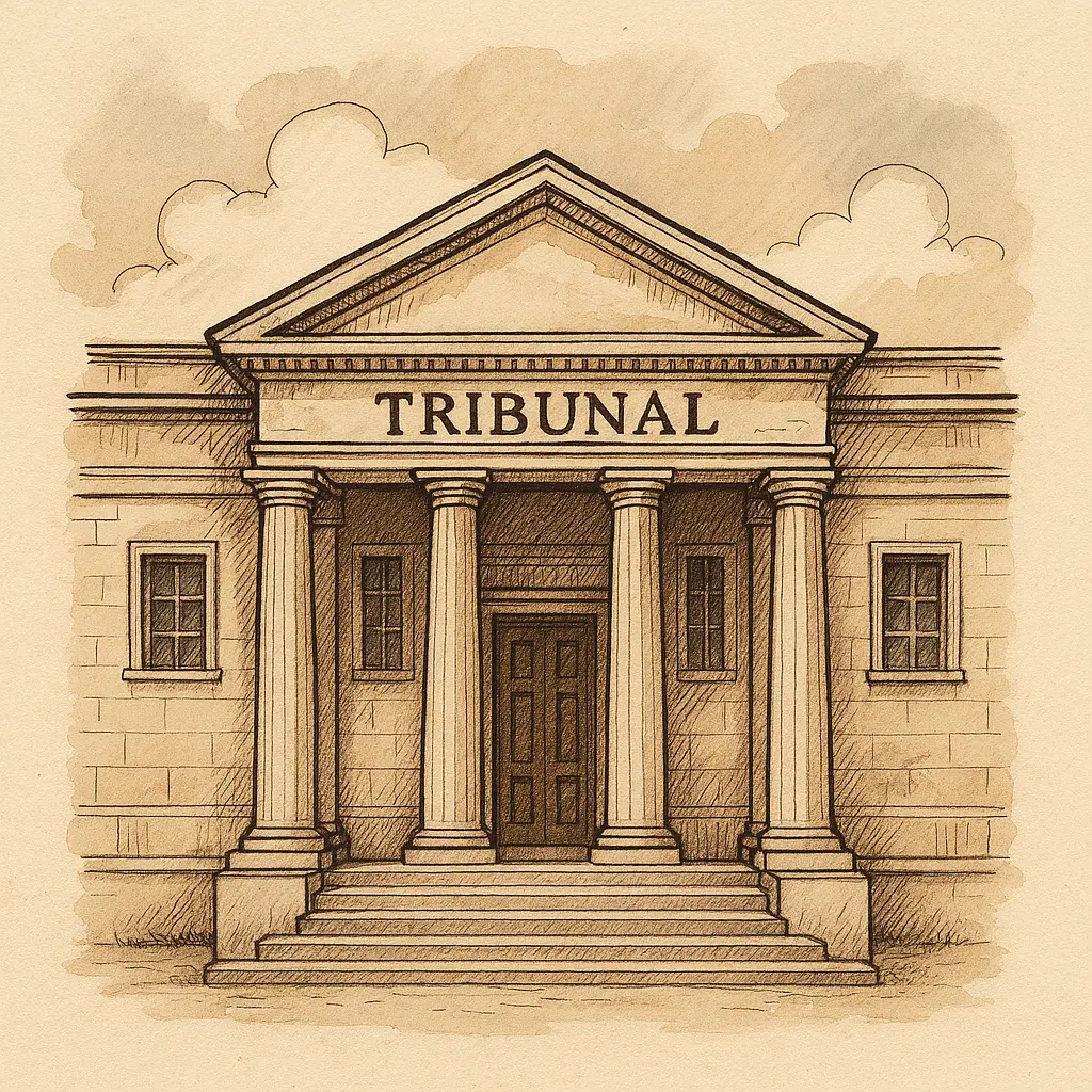 dessin d'un tribunal de police