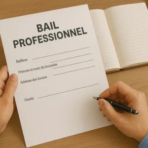 Homme rédigeant un bail à la main